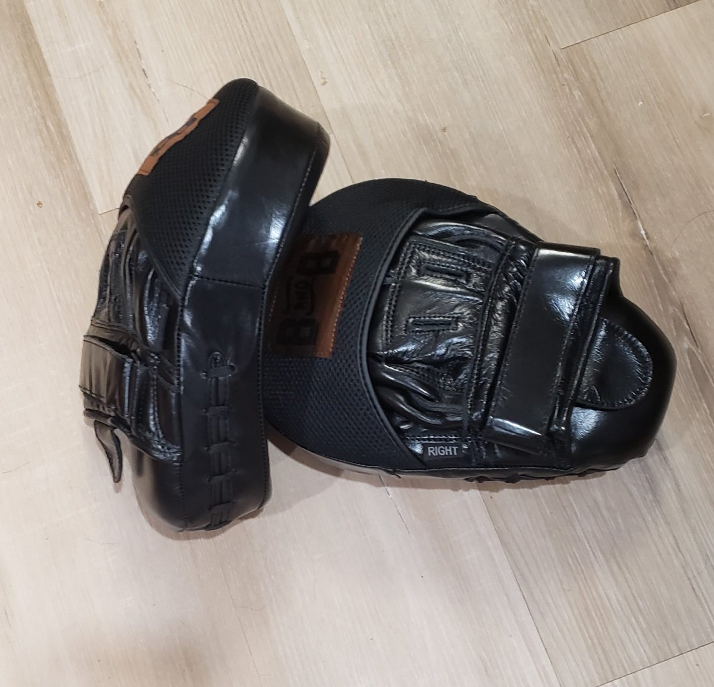 Black Leather Curved Punch Mitts