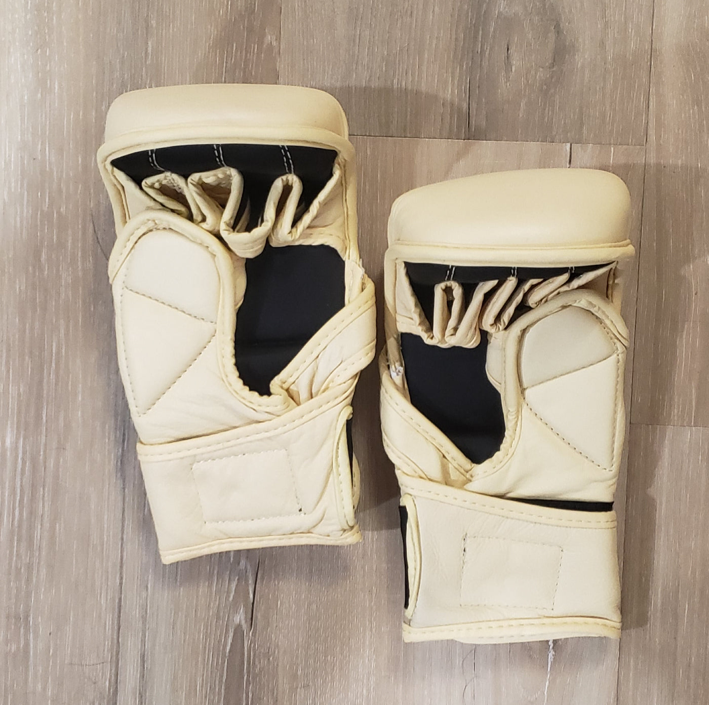 Boxing Gloves - Cream Leather Boxing Gloves